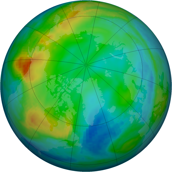 Arctic ozone map for 03 December 1990